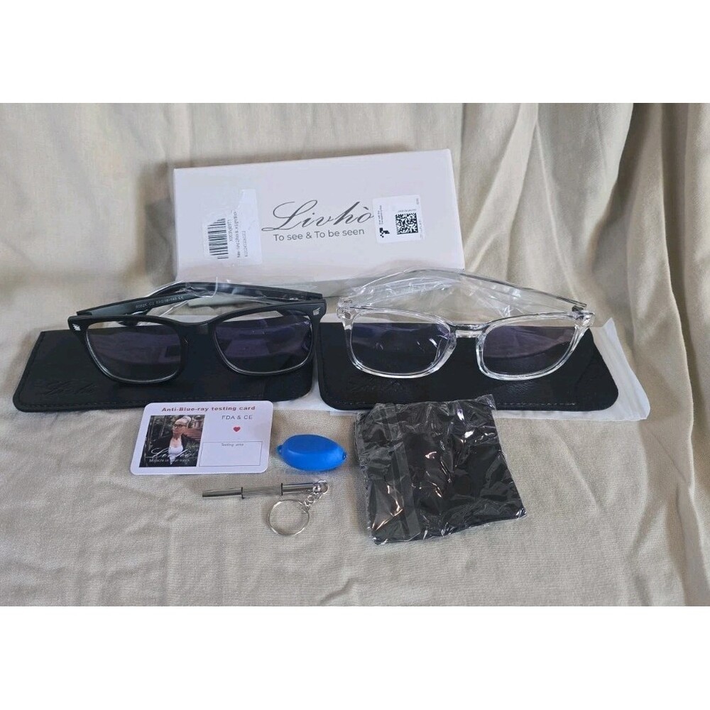LIVHO Blue Light Blocking Glasses- 2 Pack New In Box